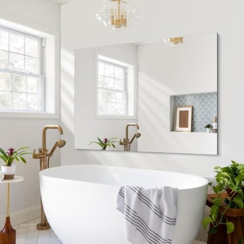 CILIBER Frameless Mirror, 36x48 Rectangle Bathroom Vanity Mirror - Image 7