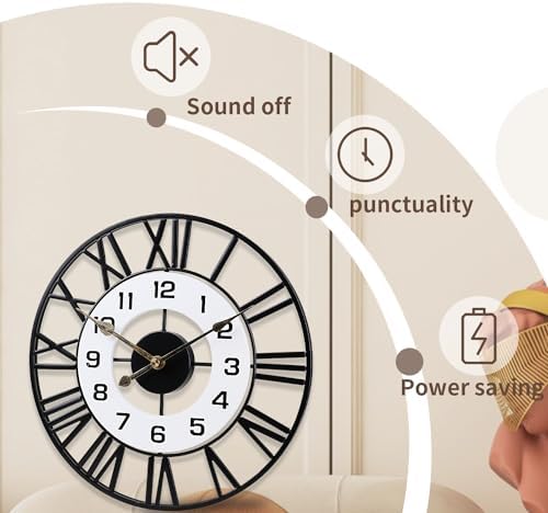 24inch Metal Decorative Wall Clock, Silent Non-Ticking Quality Quartz Battery - Image 5