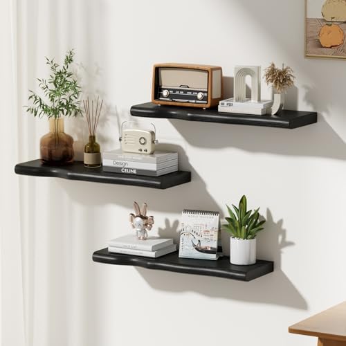 Organic Wavy Edge Floating Shelves, Hidden Brackets, 2 Pack 24 in - Image 2