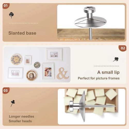 50Pcs Silver Nails for Hanging Pictures Heavy Duty Thumb Tacks for wall - Image 3