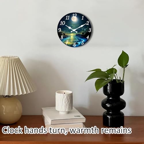 Thick Glass Wall Clock with Extra-Large Numbers, 10Inch Wall Clocks Battery - Image 2
