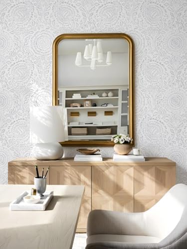 Ismoon Floral Peel and Stick Wallpaper Boho Grey and White Contact Paper - Image 6