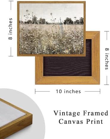 ARPEOTCY Vintage Framed Canvas Wall Art, Classical Wildflowers Field Sky - Image 4