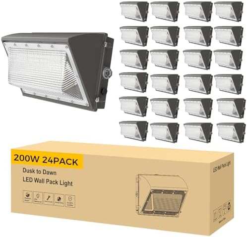 AIKVSXER 200W LED Wall Pack Light, 32000LM 6000K Dusk to Dawn Lights 24Pack by AIKVSXER