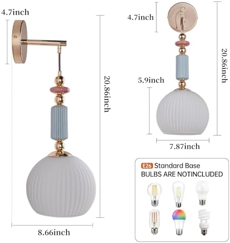 Milk White Glass Modern Wall Scone Hanging Indoor Wall Light Fixtures Milky - Image 4