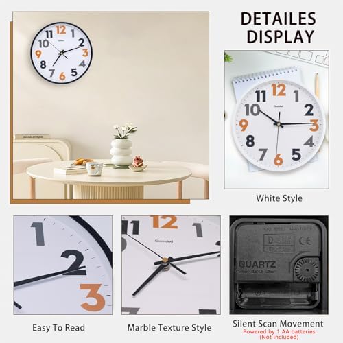 Modern Wall Clock, 10 Inch Silent Non-Ticking Battery Operated – Easy to Read - Image 3