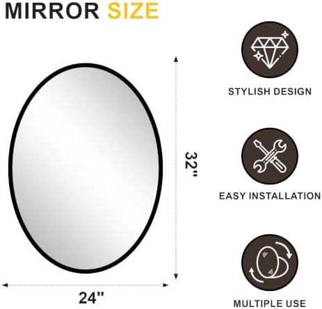 Black Oval Bathroom Mirror for Wall - Image 2
