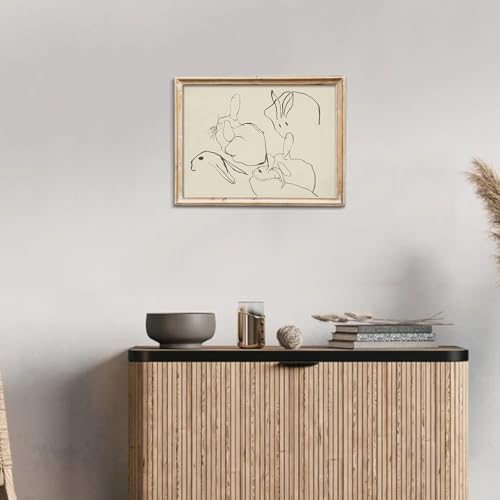 uniro Abstract Easter Bunnies Wall Art Decor, Animal Rabbit Drawing Etching - Image 5