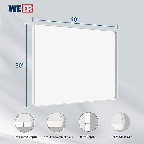 WEER White Bathroom Vanity Mirror 40x30 Inch - Image 6