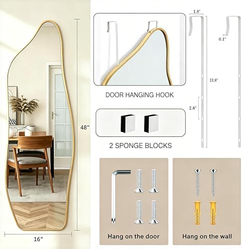 48"x16" Full Length Door Mirror, Dolphin Hanging Mirror - Image 2