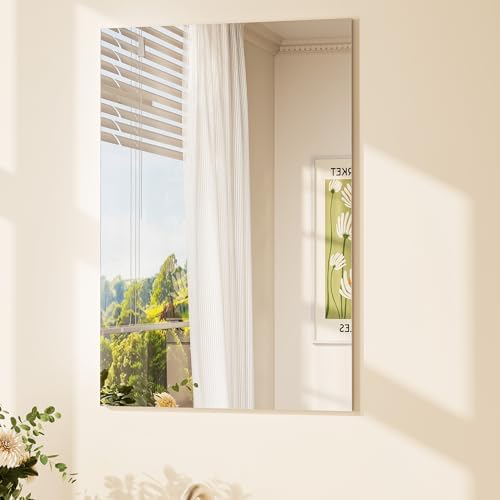 TETOTE Frameless Bathroom Mirror 16" x 24" Frameless Vanity Mirror by TETOTE