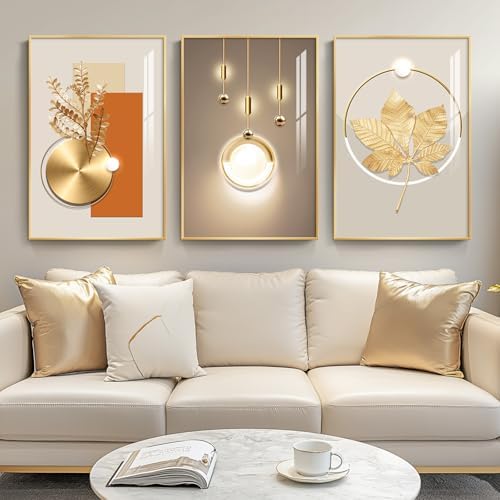 Framed Modern Luxury Gold Large Wall Art by Cuspin