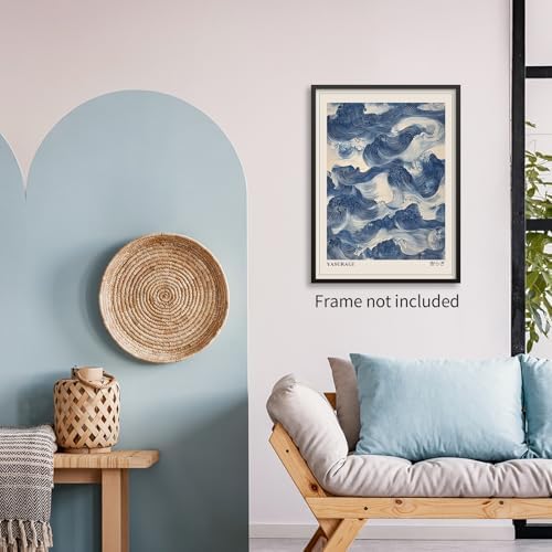 rumlud Japanese Blue Waves Wall Art Vintage Oriental Japandi Wabi Sabi Poster - Image 4