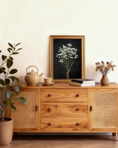 VIYYIEA Vintage Gold Framed Wall Art, Retro Dark Dried Wildflower Canvas - Image 2