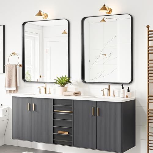 Black Bathroom Vanity Mirror Over Sink 28x32, Large Wall Mounted Mirror - Image 3