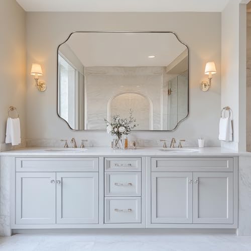 ANDY STAR 36x48 Inch Chrome Mirror, Large Polished Nickel Rectangle Mirror - Image 3