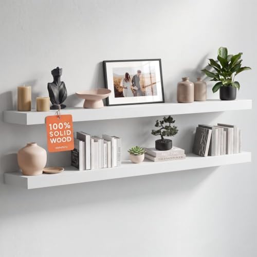 Homeforia 48 Inch Floating Shelves, High-End Solid Pine Wood by Homeforia