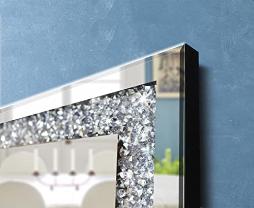 20" Square Crushed Diamond Silver Glass Mirror - Image 3