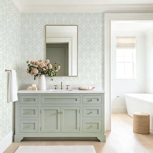 Safiyya Peel and Stick Wallpaper Green Boho Contact Paper, 78.7"x17.3" Modern - Image 2