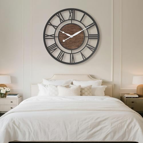 Pytha Sight 30 Inch Walnut Large Roman Numeral Wall Clocks - Image 4