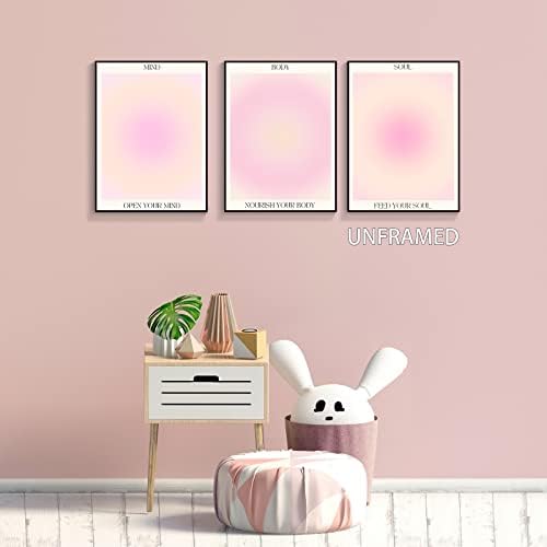 3 Piece Pink Gradient Aura Spiritual Canvas Wall Art Trippy Positive - Image 4