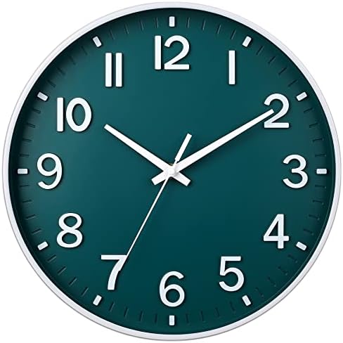 HZDHCLH 12 Inch Silent Wall Clock Battery Operated Non Ticking Dark Green by HZDHCLH