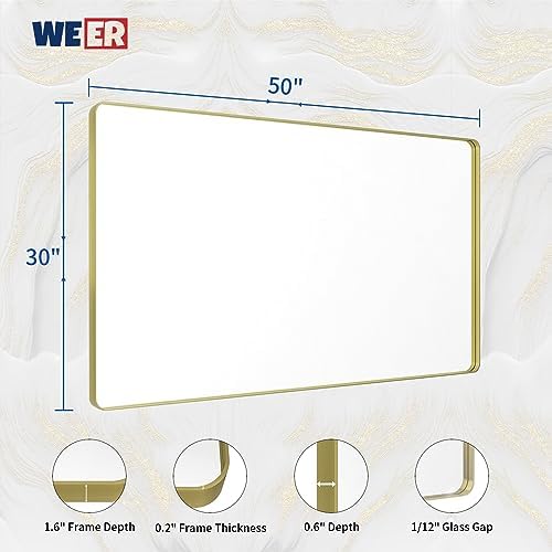 WEER Gold Bathroom Vanity Mirror 50X30 Inch - Image 6