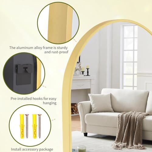 BEAUTYPEAK 28"x26" Arch Bathroom Wall Mirror - Image 4