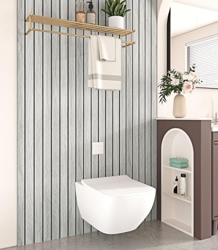 Wallercity Grey Wood Slat Wall Panel 23.6"x196" 3D Textured Fluted Peel and - Image 7