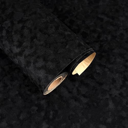 Black Velvet Fabric Roll 15.7"x118" Self Adhesive Velvet Flocking Liner by FANCYEASY