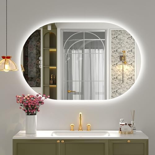 SMIROR 40x30 Oval Backlit LED Bathroom Vanity Mirror by SMIROR