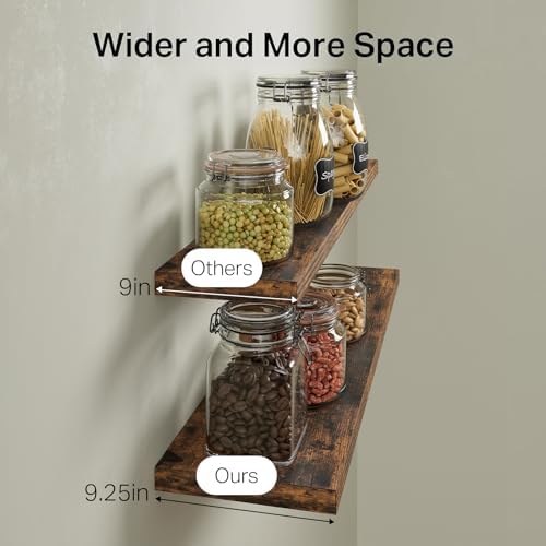 BAYKA Rustic Brown Floating Shelves 35.4in, Wall Mount Wood Shelf - Image 6