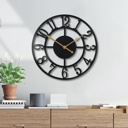 Wall Clock Battery Operated, Silent Non Ticking Modern Rustic Metal Small Clocks by Unknown