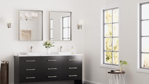 Keonjinn 24x30 Inch Brushed Nickel Bathroom Mirror - Image 2