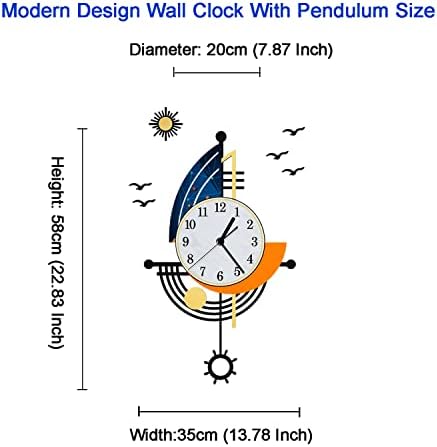 YISILE Modern Wall Clock Battery Operated 23 Inch Large Boat Design Pendulum - Image 2