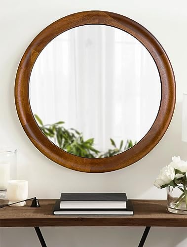 CULER Round Wall Mirrors 36 Inch, Wood Mirror - Image 6