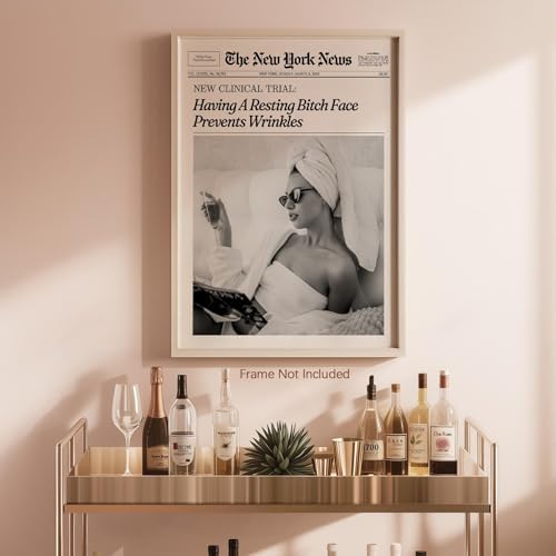 Funky Girl Preppy Aesthetic Posters Black And White Newspaper Wall Art 24x36in - Image 6