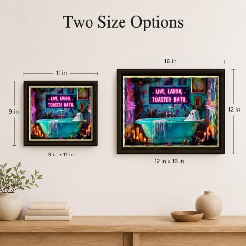 Framed Ghost Halloween Wall Art Funny Live Laugh Toaster Bath 9x11inch - Image 6