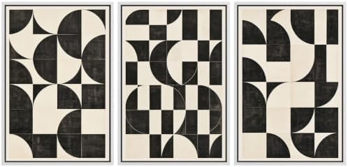 MUDECOR Framed Canvas Print Wall Art Set Geometric Blocks by MUDECOR