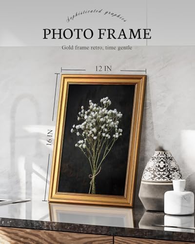 VIYYIEA Vintage Gold Framed Wall Art, Retro Dark Dried Wildflower Canvas - Image 4