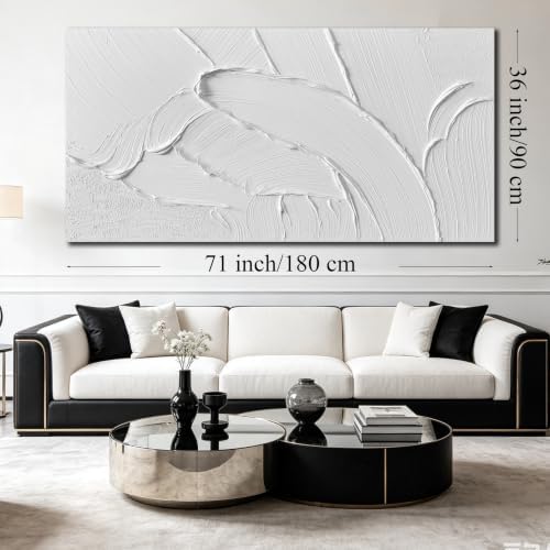 White Abstract Canvas Wall Art Extra Large Hand Painted Oil Painting - Image 5