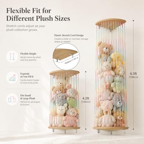 Corner Hammock Shelf with Adjustable Length, Wooden Hanging Wall Storage - Image 4