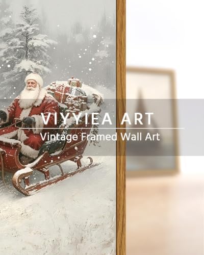 VIYYIEA Framed Winter Christmas Canvas Wall Art, Christmas Reindeer Ride - Image 6
