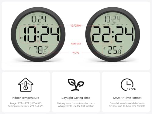 Digital Wall Clock Battery-Operated, 8 Inch Small Decorative Modern Wall Clock - Image 5