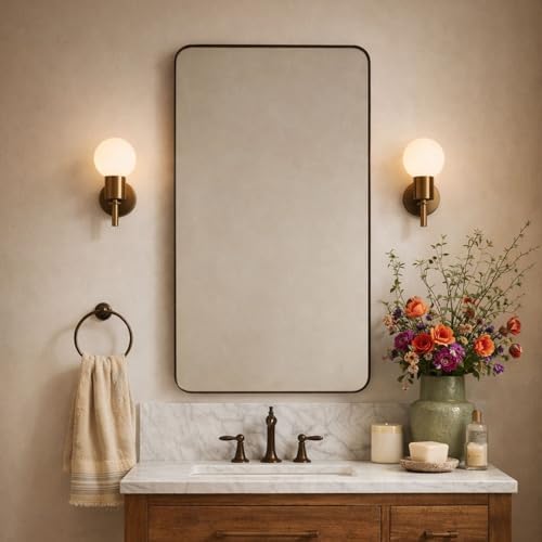 GRACTO 24x40'' Polished Nickel Metal Framed Bathroom Mirror - Image 7