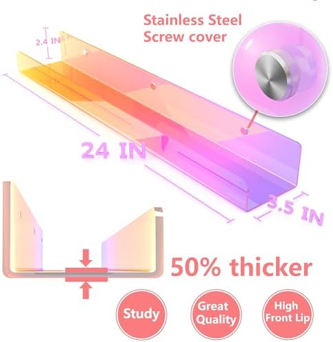 2 Packs 24 inches Iridescent Acrylic Shelves, Book Shelf - Image 5