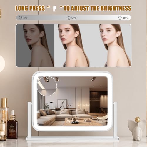 Vanity Mirror with Lights, 16.5"×12.2" LED Makeup Mirror, Rounded Frame - Image 4