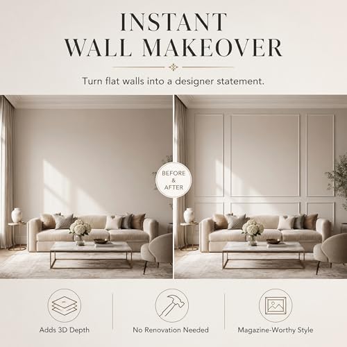 Pre-Cut Wall Molding Kit: Ready to Assemble Paintable Wainscoting Panels - Image 4