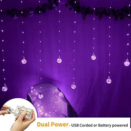 YOLIHT Wishing Ball Curtain String Lights 9.8 x 3.3 ft, USB/Battery Powered - Image 4