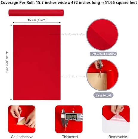 Red Velvet Flocking Liner Self Adhesive Felt Drawer Liner - Image 6